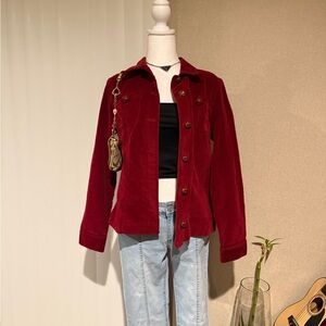 Elegant Vintage Erika Red Velvet Women's Jacket
